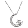 thumbnail image 3 of Collar para Mujer de Luna y Estrella con Zirconia Cúbica LuckyLy, Baño de Oro 14k o Rodio Color Plata plateado UNITALLA, 3 of 8