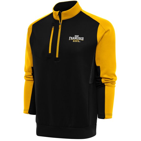 Men's Antigua  Black/Gold San Francisco Dons Team Quarter-Zip Pullover Top