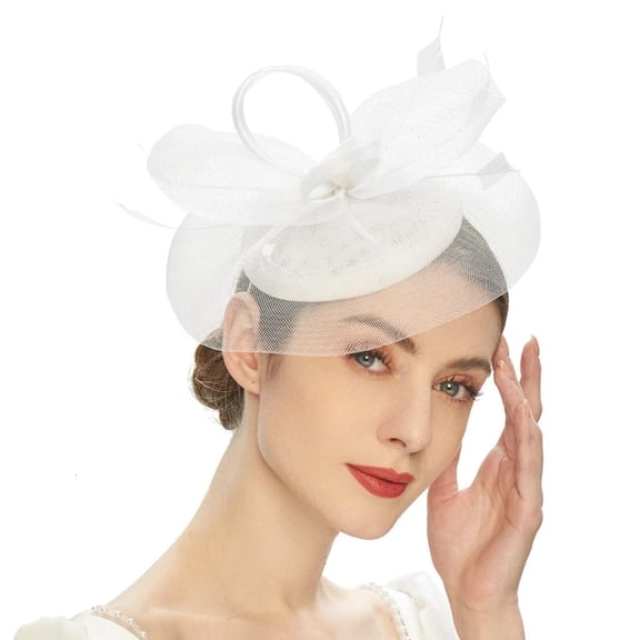 Giaone Elegant Vintage Fascinator Hat Mesh Hat for Tea Party Wedding Costume