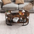 thumbnail image 4 of Gymax 2-Tier Wooden Accent Table w/Spacious Tabletop Open Storage Shelf for Room Rustic Brown, 4 of 10