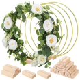 thumbnail image 2 of Aro de flores de Metal dorado con soporte para tarjeta de lugar, centro de mesa de boda, decoración de Navidad, guirnalda DIY, 2 of 4