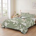 thumbnail image 2 of Twin XL Quilt Set 68''x98'', White Spring Floral Lightweight Bedspread Coverlet Set with 2 Pillow Shams, Summer Flowers Sage Green Pastoral Breathable All Season Quilt Bedding for Dorm/Guest Room, 2 of 9