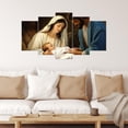 thumbnail image 2 of ZHONGYUTONG 5 Panel Christmas Canvas Wall Art Large Nativity Scene Picture Holy Family Wall Decor Christian Living Room Home Church Decor Framed (12x16inx2pcs 12x24inx2pcs 12x32inx1pcs), 2 of 4