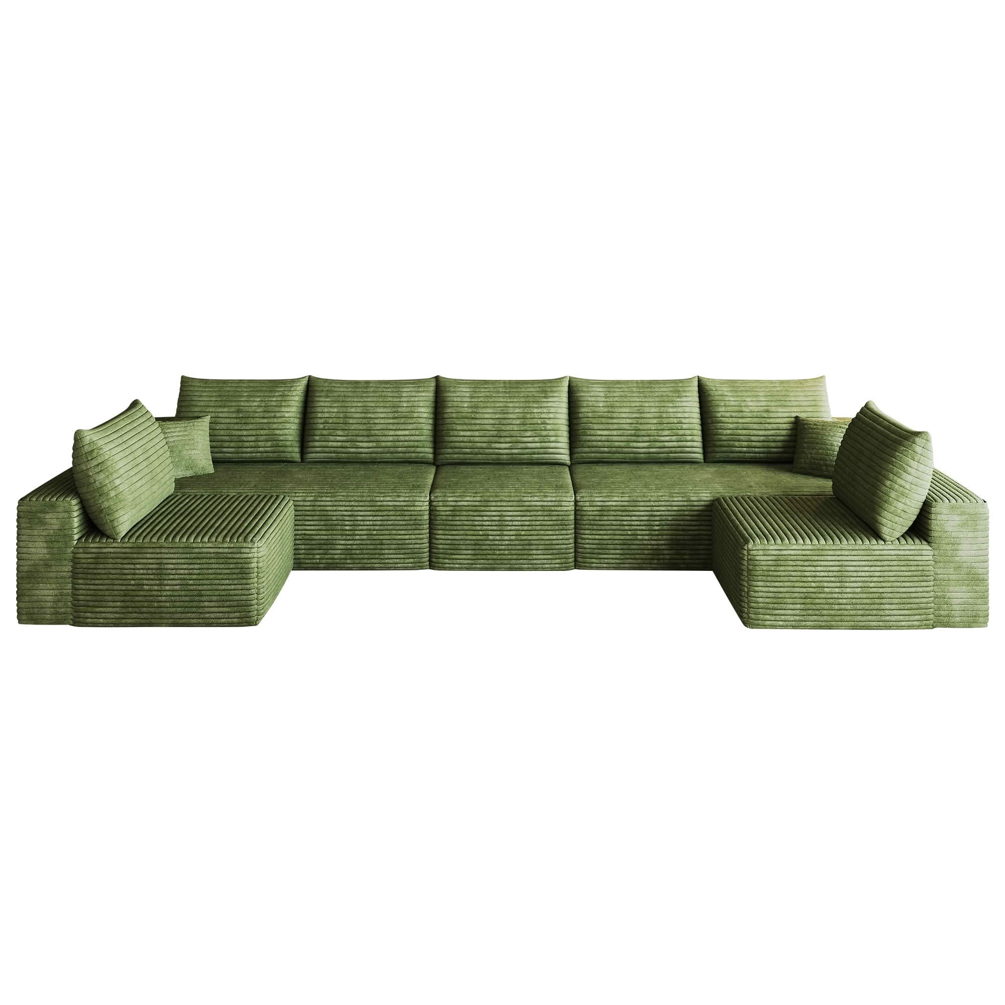MAYEERTY 166 Inch U‑Shaped Cloud Sectional Sofa, Modern Minimalist Plush Corduroy Deep‑Seat Corner Couch, No Assembly Required for Living Room Apartment Bedroom