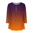 thumbnail image 4 of RXIRUCGD T-shirt Imprimé Décontracté d'Été pour Femmes Manches Trois-Quarts Col Rond Froncé Blouse, Orange, Taille : m, 4 of 4