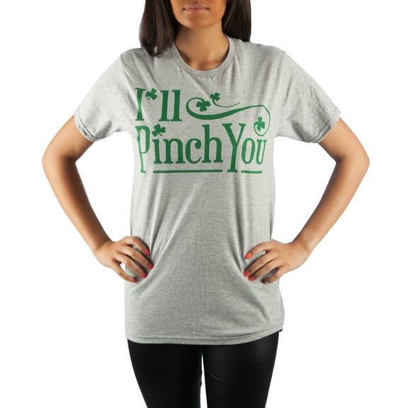 St. Patrick's Day I'll Pinch You Shamrock Men's Gray T-Shirt Tee Shirt-X-Large