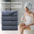 thumbnail image 4 of Green Essen 4 Pack Oversized Bath Towel Sets 700 GSM Soft Shower Towels 35 x 70 Inches Quick Dry Bath Sheets Highly Absorbent Bath Towel Clearance for Bathroom Spa Hotel Gym(Dark Grey), 4 of 9