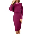 thumbnail image 3 of Women Suitable Knitted Dress Two Piece Suit Pullover Top And Dress Bodycon 2 Piece Set Midi Dress Knitted Dress Set Bathing Skirts for Women Womens Evening Gown Long Swimsuits for Women Summer Evening, 3 of 5