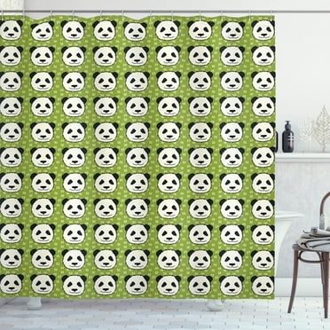 Ambesonne Panda Shower Curtain, Funny Bear Furry Animal Heads, 69"Wx84"L, Multicolor