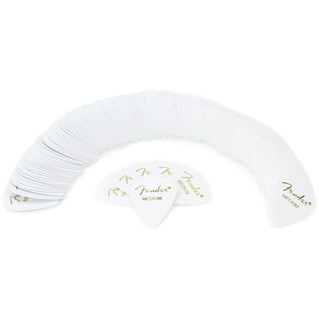 Púas de guitarra Fender Classic Celluloid 351 Shape White 144-Pa