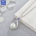 thumbnail image 3 of Heart Birthstone Pearl Pendant Necklace, 925 Sterling Silver Infinity Necklace with 10mm Freshwater Cultured Pearl & 4mm Gemstone Jewelry Valentine's Day Gift for Women, 3 of 6