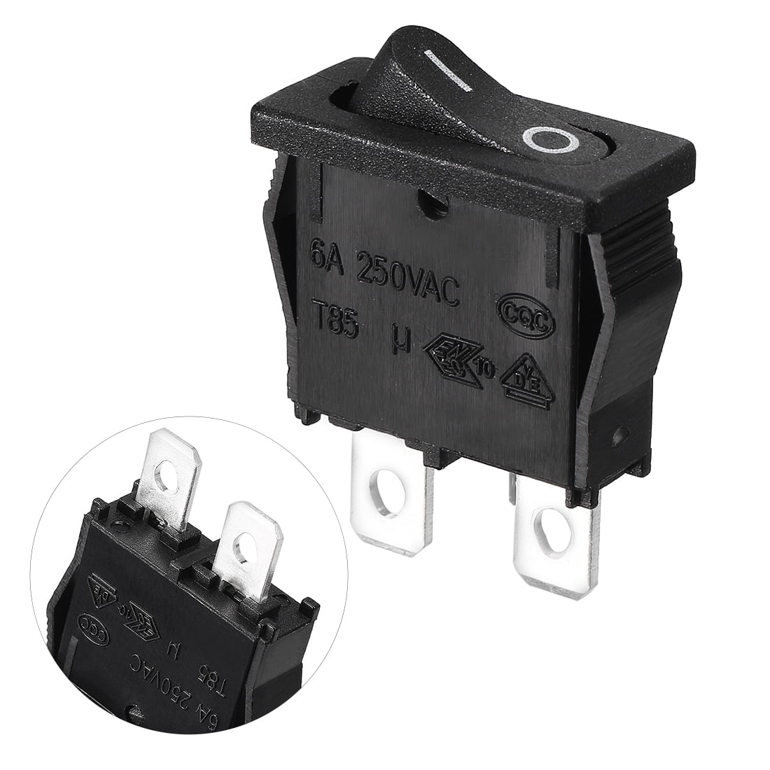 SPST Jackson Electronics On Off Miniature Rocker Switch 250V 6A 125V 10A 