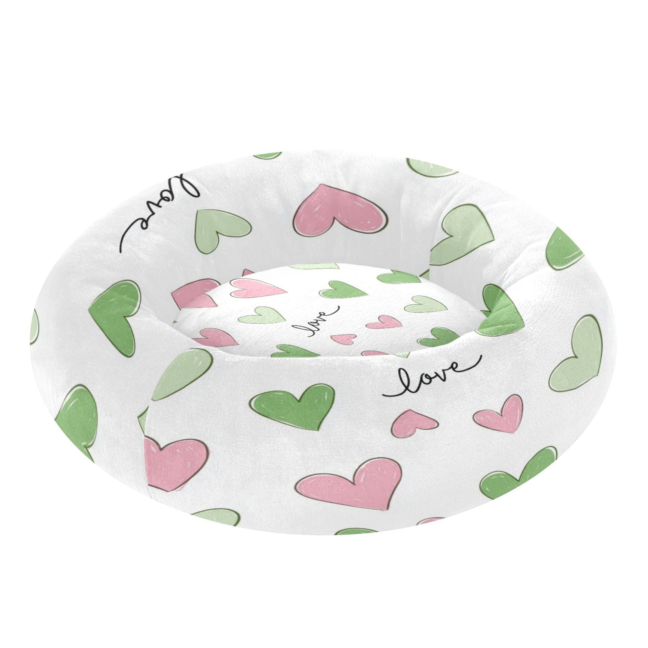 Iauyy Pet Couch Donut Cat Bed for Indoor Cats/Small Dogs Washable & Machine with Non-slip Bottom Calming Cat Furniture, Pale Green Painted Decoration (M)