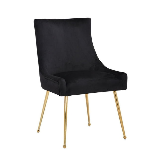 PLATA IMPORT HEYE LL black velvet dining chair with sleek gold metal legs