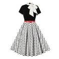 thumbnail image 1 of Vestido de Manga Corta para las Mujeres, Cuello de Tripulación Casual Empalme Vestido de Ocio de Color Sólido con Longitud Normal para el Uso Diario de Verano, Faldas Cortas para las Mujeres, 1 of 5