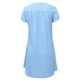 thumbnail image 4 of CHGBMOK Women's Casual Summer Cotton Linen Dresses Short Sleeve V-neck Loose Midi Tshirt Dress Plus Size, 4 of 5