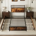 thumbnail image 4 of Zimtown Twin Bed Frame with 2-Tier Storage Headboard, Metal Platform Bed Frame with 4 Storage Drawers, Built in Charging Station & LED, Vintage Brown, 4 of 10