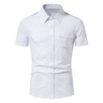thumbnail image 1 of Birdeem T-Shirt Décontracté pour Homme, Uni, Coupe Ajustée, Manches Courtes, Col Rabattu, avec Poche, Hauts, Blouse, 1 of 8