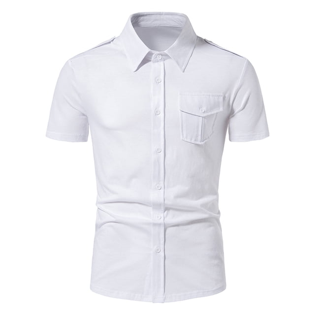 Birdeem T-Shirt Décontracté pour Homme, Uni, Coupe Ajustée, Manches Courtes, Col Rabattu, avec Poche, Hauts, Blouse