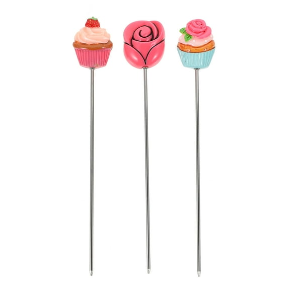3Pcs Stainless Steel Cake Probes Bread Baking Test Needles for Baking (Rosy)