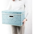 thumbnail image 6 of Foldable Storage Bins with Lids [5-Pack] Fabric Decorative Storage Box Cubes Organizer Containers Baskets with Cover Handles Divider for Bedroom Closet Living Room Blue 14.9x9.8x9.8 Inch, 6 of 14