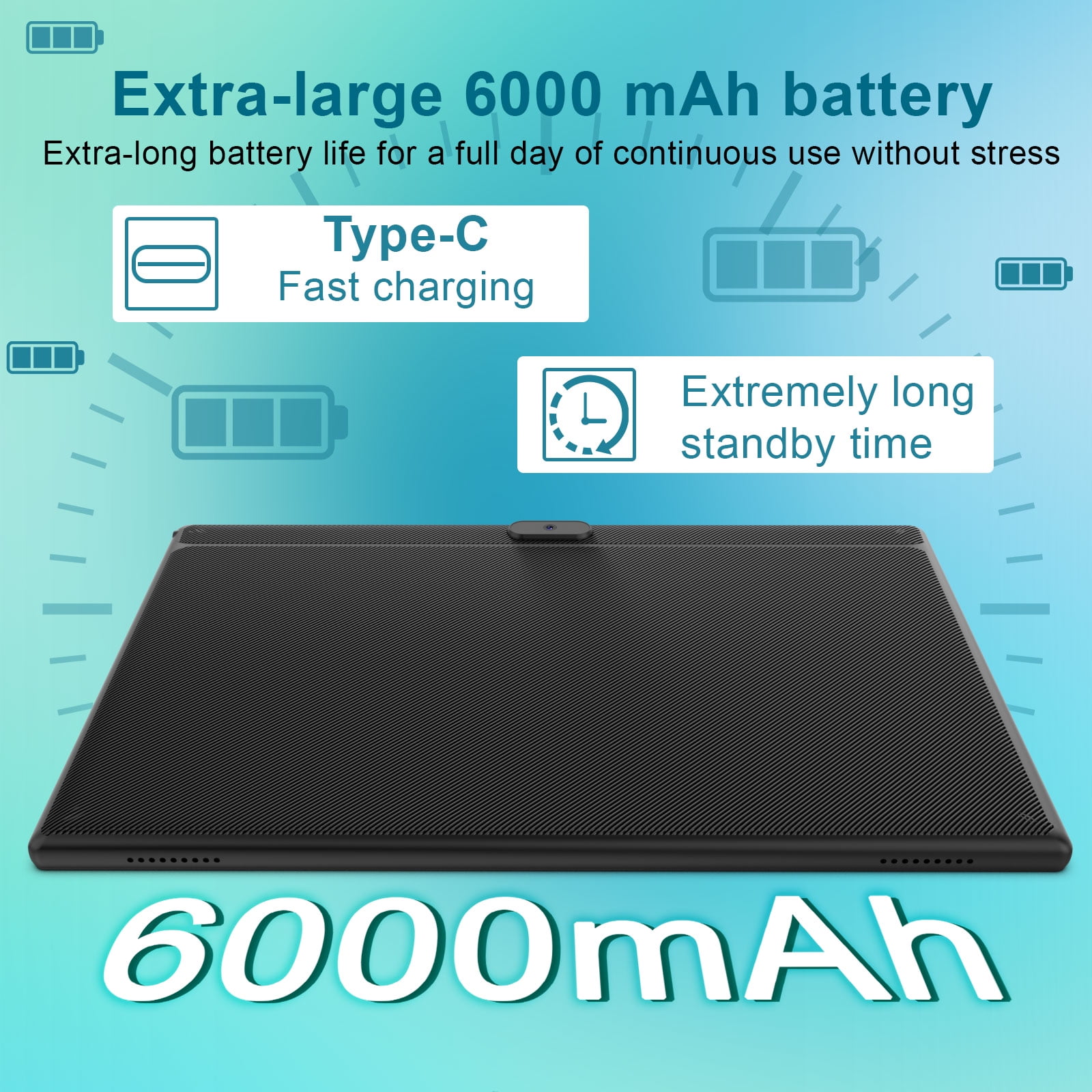 2024 Newest Android 12.0, 10.1 Inch Tablet with Keyboard Case, 4GB+64GB ROM/1TB Expand Tablets, Quad Core, HD Touch Screen, Dual Carema, Games, 2.4G/5G Wi-Fi 6, BT, Google GMS Certified Black
