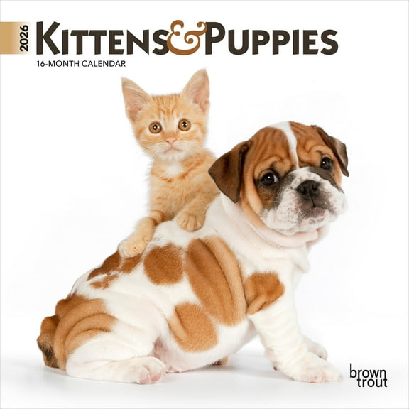 Kittens & Puppies | 2026 7x14" (Hanging) Monthly Mini Wall Calendar | BrownTrout