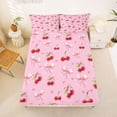 thumbnail image 5 of Manfei Red Cherry Bed Sheets For Girls,Pink Ribbon Bow King Sheets For Kids,4pcs, 5 of 6