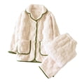 thumbnail image 5 of Aloohaidyvio Womens Fleece Cute Pajama Set, Soft Warm Pjs for Women 2 Piece Fluffy Sleepwear Plush Pajamas Button Down Sizes L, 5 of 6