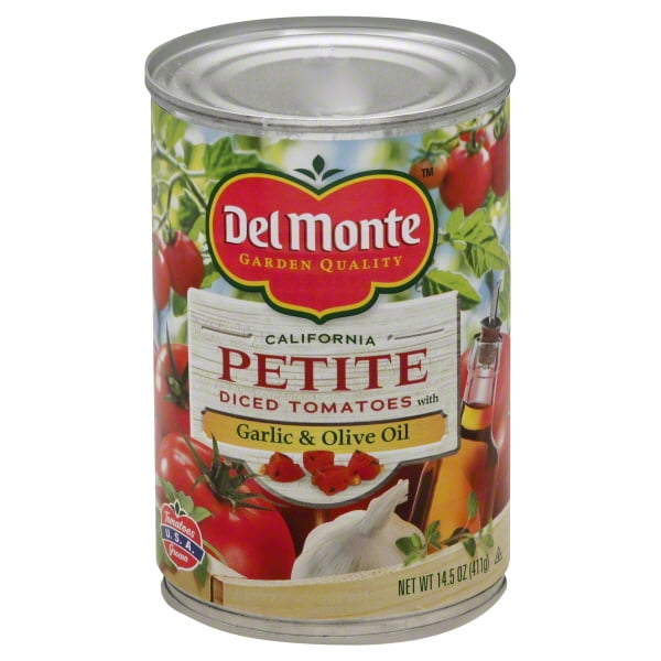 Del Monte Petite Cut Diced Tomatoes Garlic & Olive Oil, 14.5 Oz