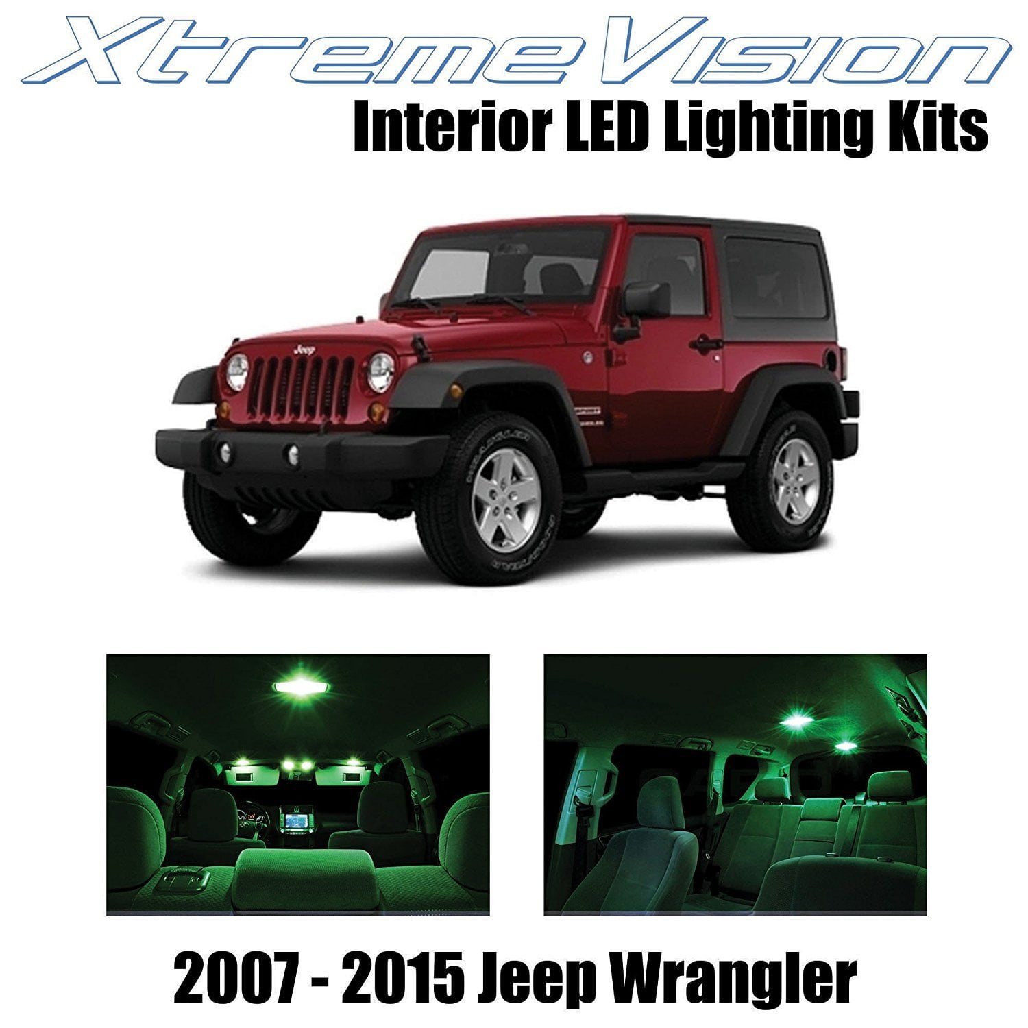 Xtremevision Led For Jeep Wrangler Jk 2007 2015 5 Pieces Green Premium Interior Led Kit Package Installation Tool Walmart Com
