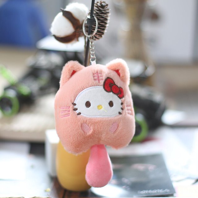 LLavero de dibujos animados Sanrio Kuromi Hello Kitty Kawaii Cinnamoroll Pachacco Anime juguetes de peluche bolsa colgante regalo de cumpleaños para niña Fivean unisex