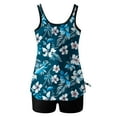 thumbnail image 6 of FAVIPT Tankini 2 Piece Swimsuits for Women Floral Print Blouson Tank Top with Boyshorts High Waist Surfing Boarding Beach Tankini Set Light Blue,M, 6 of 8