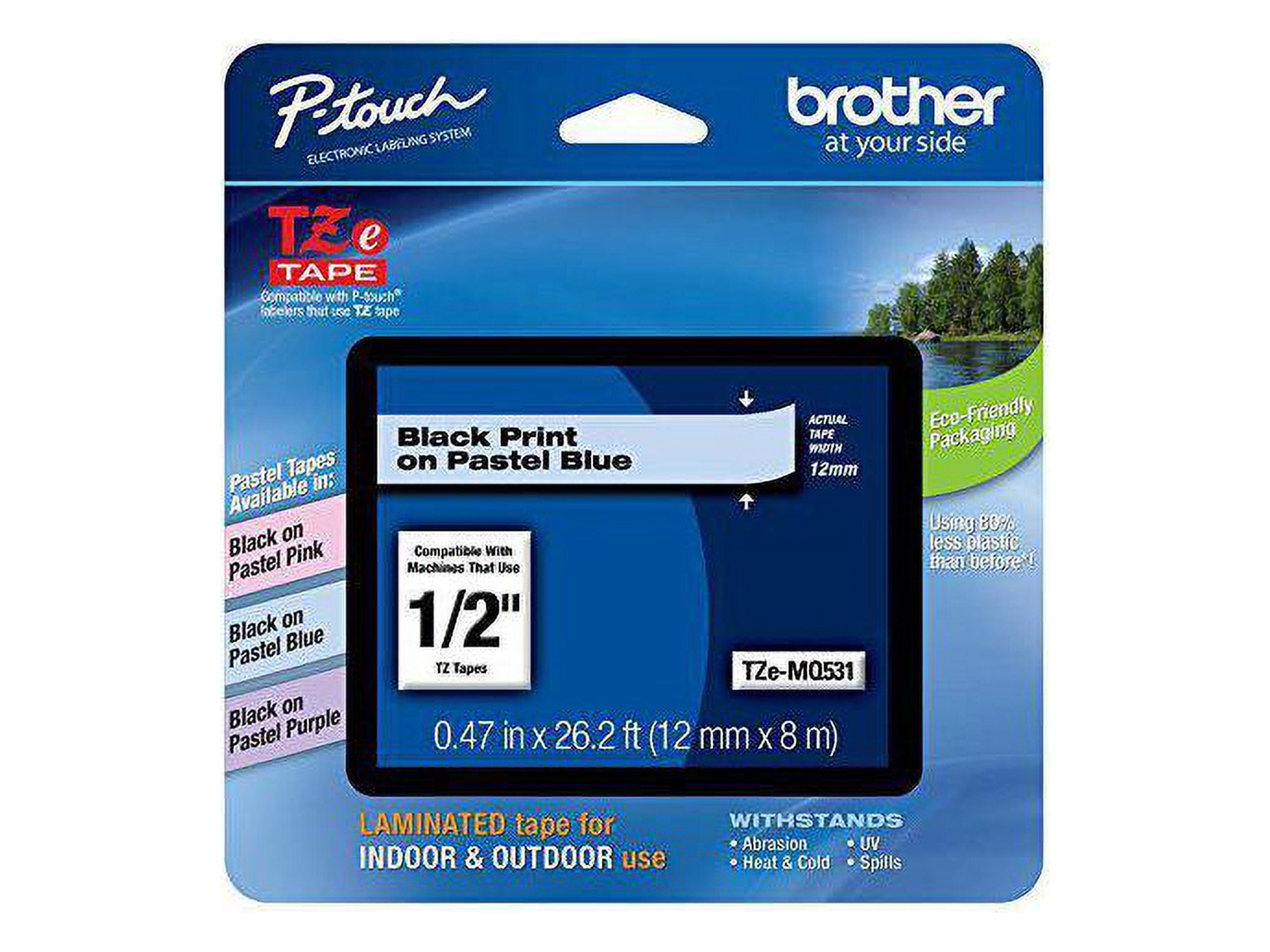 Brother P-Touch M Series Tape Cartridge, 1/2W, Blue on White