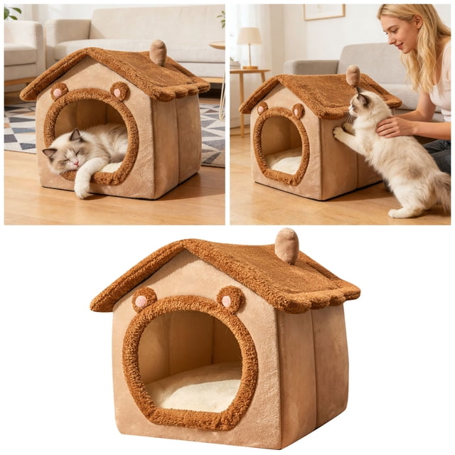 BotaniNest Lit de Sommeil d'Intérieur Chaud pour Chat d'Hiver Confortable, Convient aux Chats, Chiots et