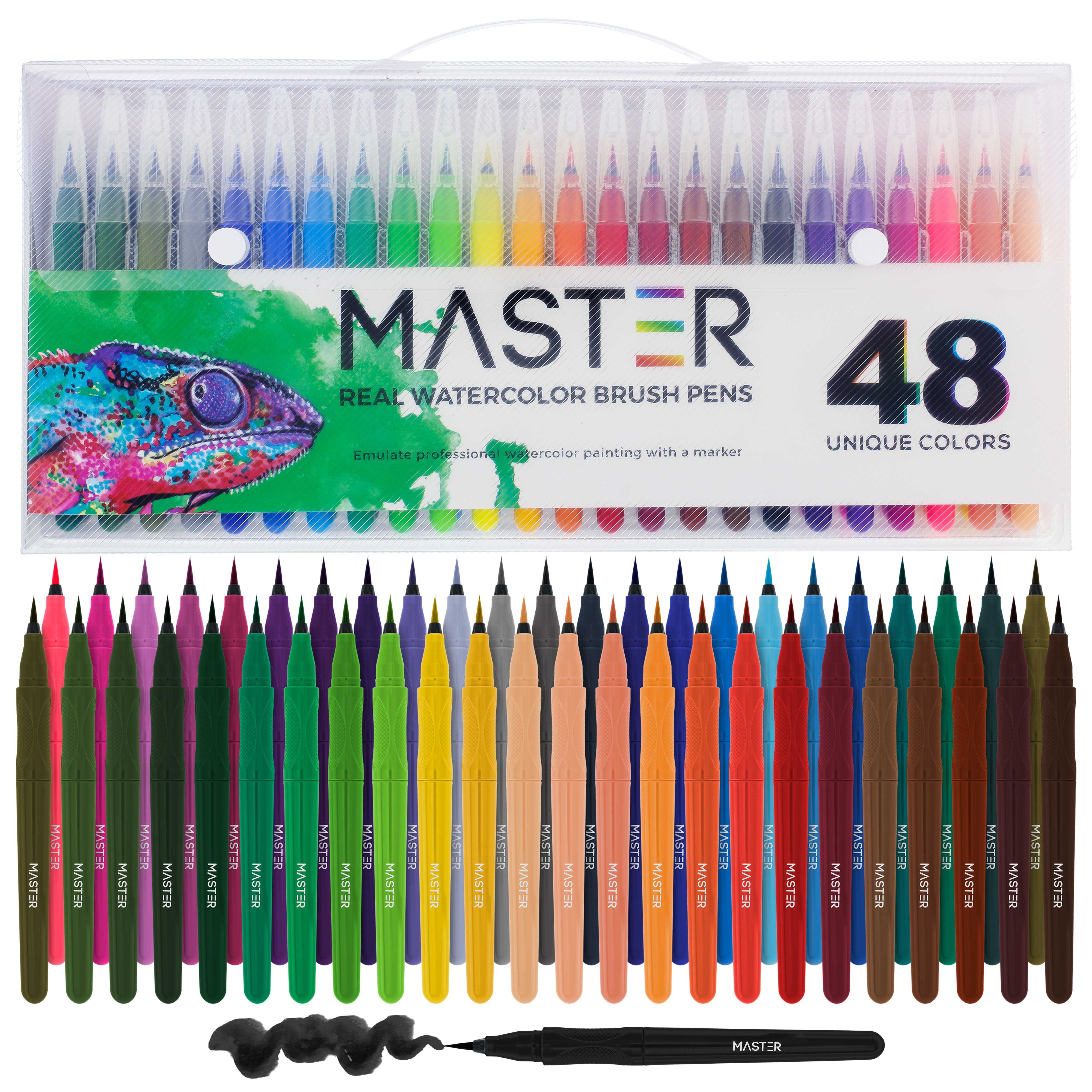 24 Color Watercolor Soft Flexible Brush Tip Pens Set - Fine, Broad