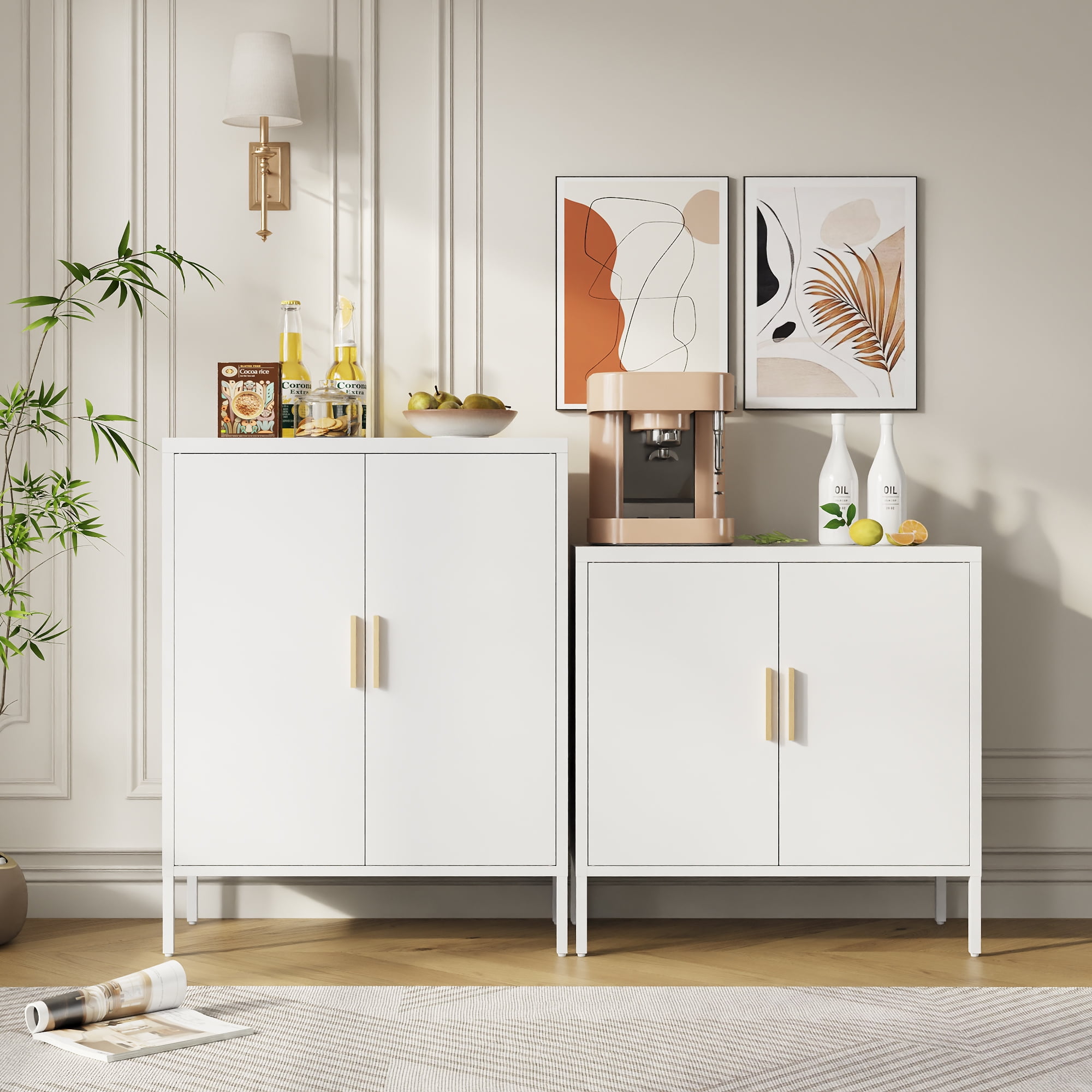 Metal Storage Cabinet with Doors and Adjustable Shelves, Steel Garage Storage Cabinet