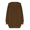 thumbnail image 7 of YUGYXL Long Hoodies for Women Fall Soft Oversized Fleece Hooded Sweatshirts Solid Comfort Zip Up Jackets with Pockets Coffee M, 7 of 7