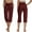B135 Wine womens capris for summer clearance under $5, variant on Women Capri Pants On ! Cagogo Summer Casual Capris Yoga Pants with Pockets for Women Elastic Waist Drawstring Comfy Lounge Cropped Pants Plus Size Wide Leg Stretch Athletic Capri Trousers
