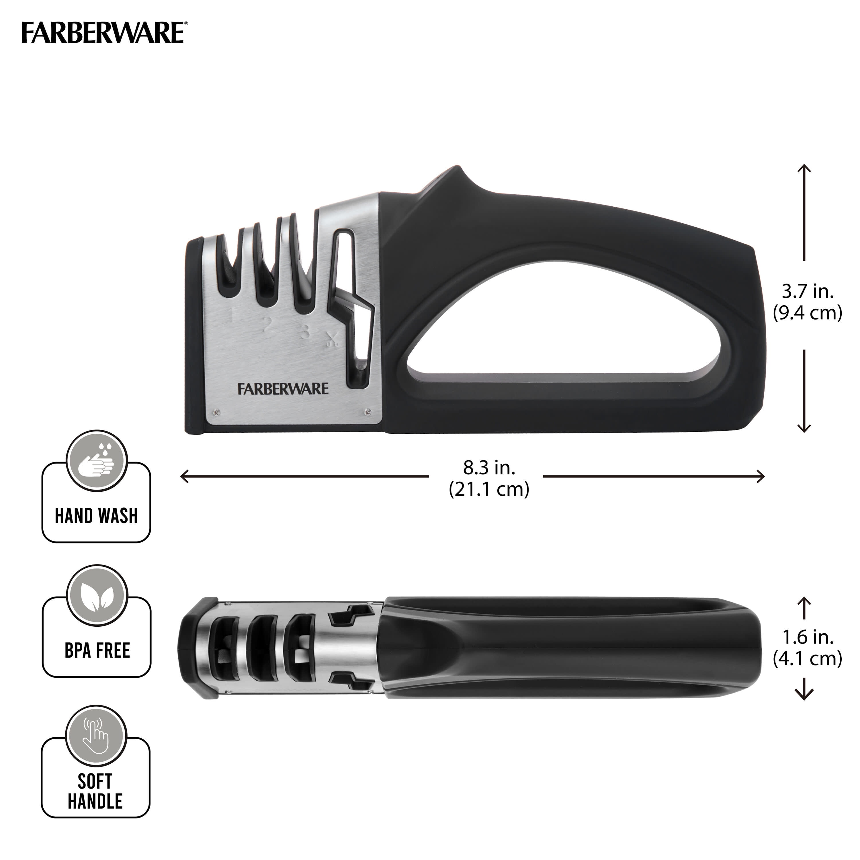 Farberware Two-Stage Smartsharp Knife Sharpener, Easy-To-Use Nonslip  Sharpener With Color Changing LED Light Indicator, Knife Sharpening System  To Polish, Sharpen And Repair Kitchen Knives, Black