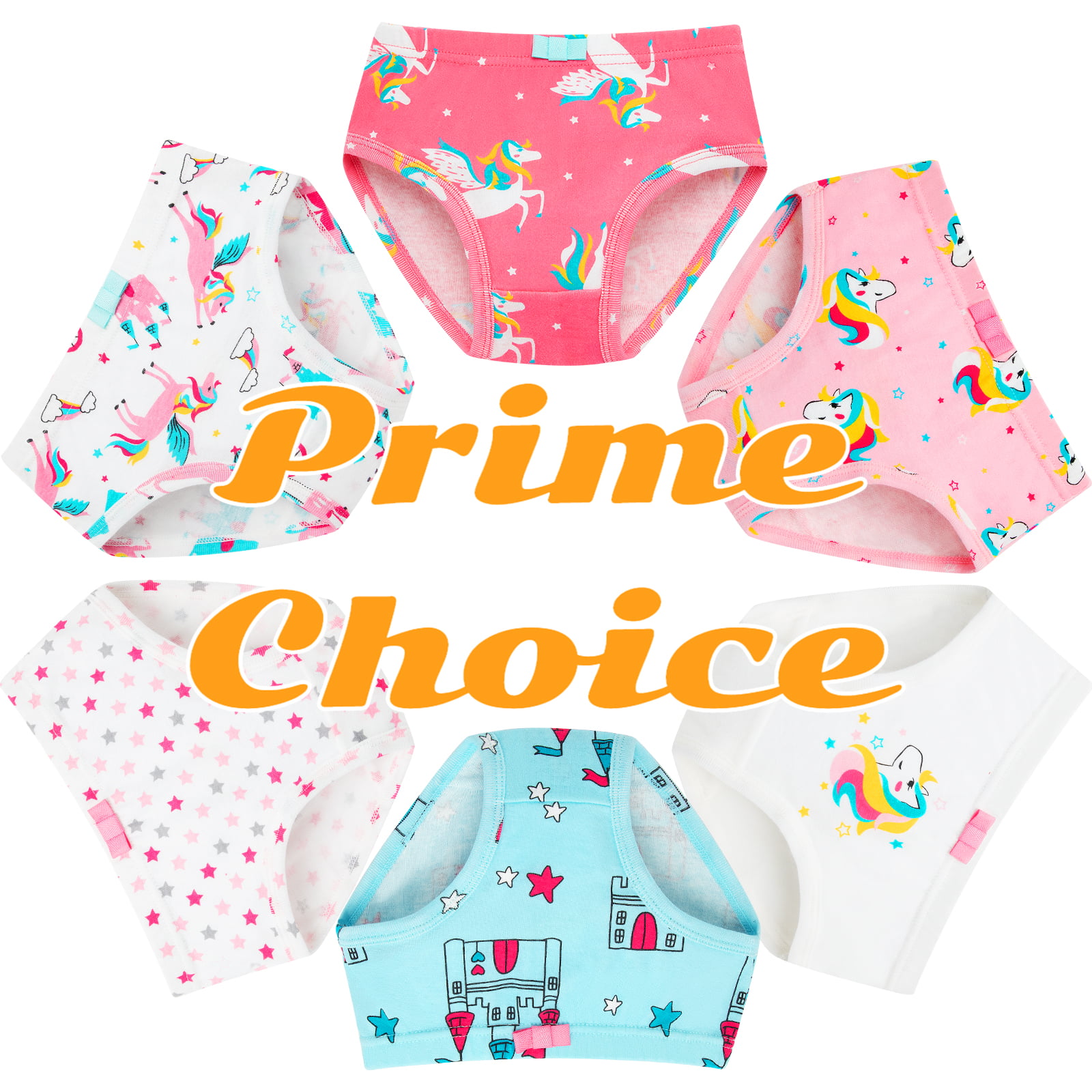 mijaja 6Pcs Girls' Pure Cotton Brief Underwear for Toddler 2-3 Years -  Unicorn,Castle,Stars