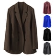 thumbnail image 2 of Women Suit Coat Lapel Long Sleeve Double Breasted Suit Jacket with Pockets Solid Color Loose Fit Office Lady Coat Workwear, 2 of 8