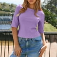 thumbnail image 4 of uublik Loose Shirts for Women Half Sleeve T Shirts Crew Neck Casual Top Comfortable Shirt Soft Basic Tees Women Blouses Purple, 4 of 5