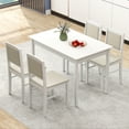 thumbnail image 4 of Gymax 5 PCS Dining Table Set for 4 w/Rubber Wood Legs Upholstered Seat Padded Backrest Beige, 4 of 10