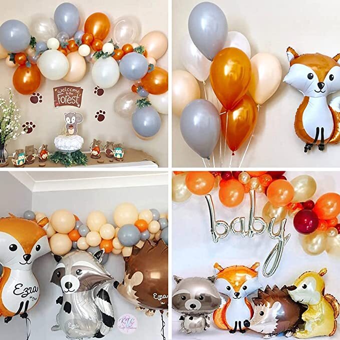 Cute Animal Party Balloons Fox Raccoon Hedgehog Squirrel - Temu