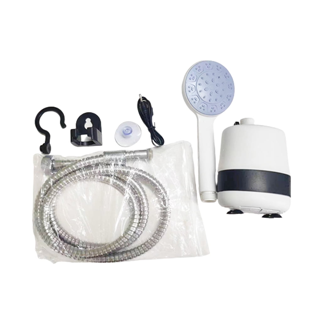 Eccomum Portable Camping Shower, Outdoor Shower Head, Shower Pump, Rechargeable Battery, Pumps Water from Bucket, for Hiking, Pet Cleaning and Shower, Car Washing