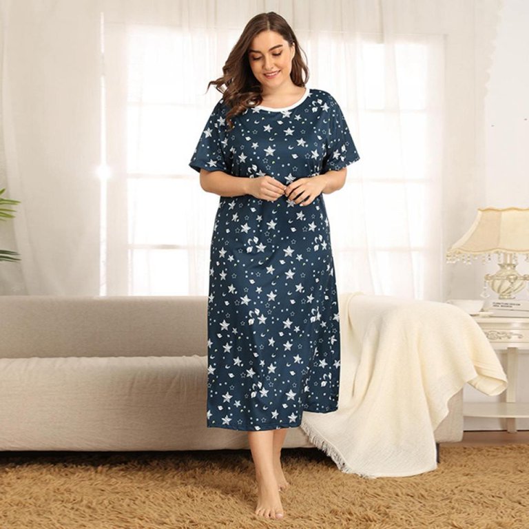 Womens Plus Size Nightgowns Short Sleeve Pajamas Sleepdress, Floral Casual  Comfy Nightshirt Lace Collar Loungewear Vintage Sleepwear, Cute Pj  Sleepshirt Nightdress for Women,Green XL-4XL 