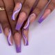 thumbnail image 1 of Uñas con purpurina púrpura europea y americana líneas geométricas francesas parche de uñas deslumbrante Aurora, 1 of 5