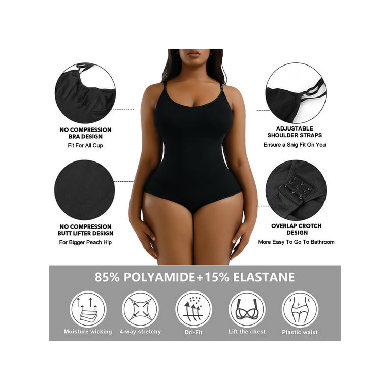 Sprifallbaby Women Shapewear Bodysuit Solid Color Sleeveless Sling  Spaghetti Strap Tummy Control Seamless Body Shaper S-XL 