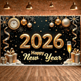 thumbnail image 6 of Gold Theme Happy New Year Banner Snowflake Design 2026 New Year Display Gift Decoration Champagne Festive New Year Backdrop for New Year Party New Year's Eve Family Gathering, 6 of 9